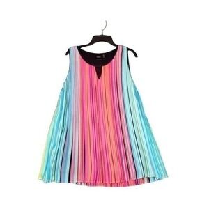 Rafaella‎ Tank Top Blouse Womens Small Colorblock Pleated Round Neck Sleeveless